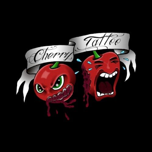 two red apples with a banner that says, ` `''