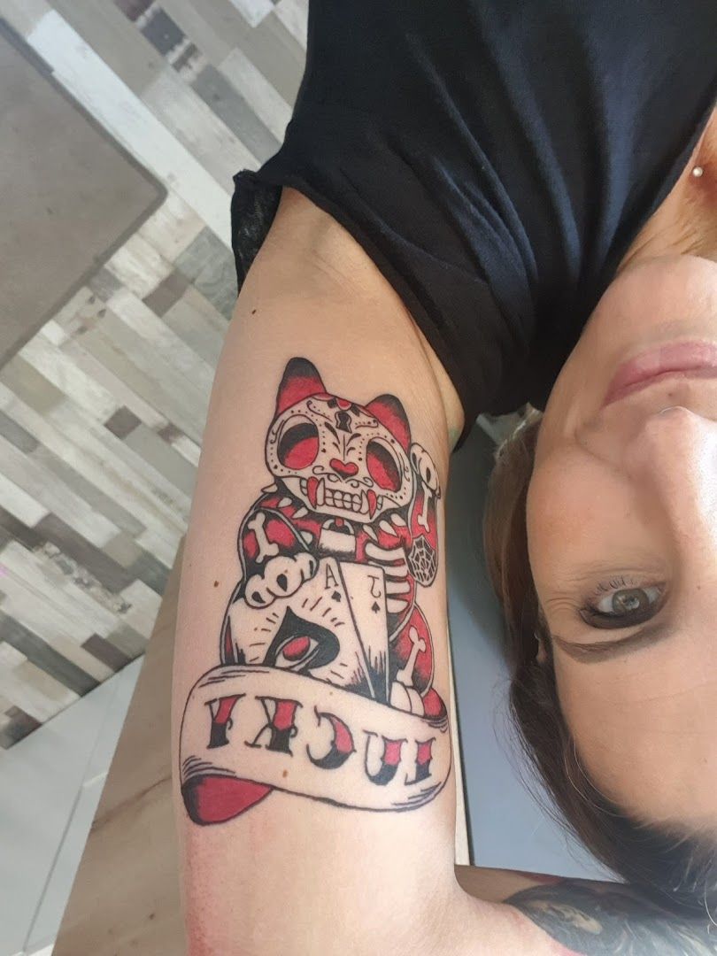 a woman with a japanische tattoos in leipzig on her arm, märkischer kreis, germany