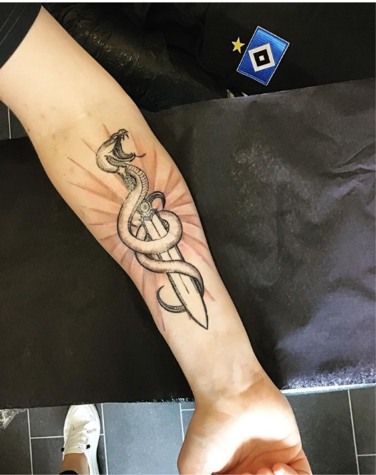 a narben tattoo of a snake on the wrist, neunkirchen, germany