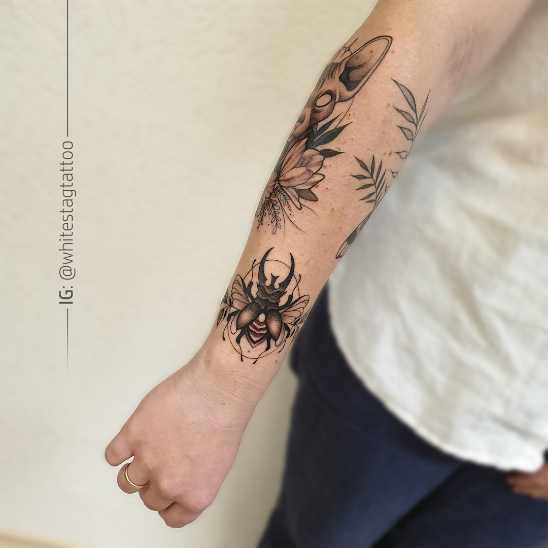 a man with a cover-up tattoo on his arm, vogelsbergkreis, germany