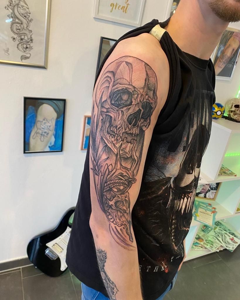 a man with a narben tattoo on his arm, osterholz, germany