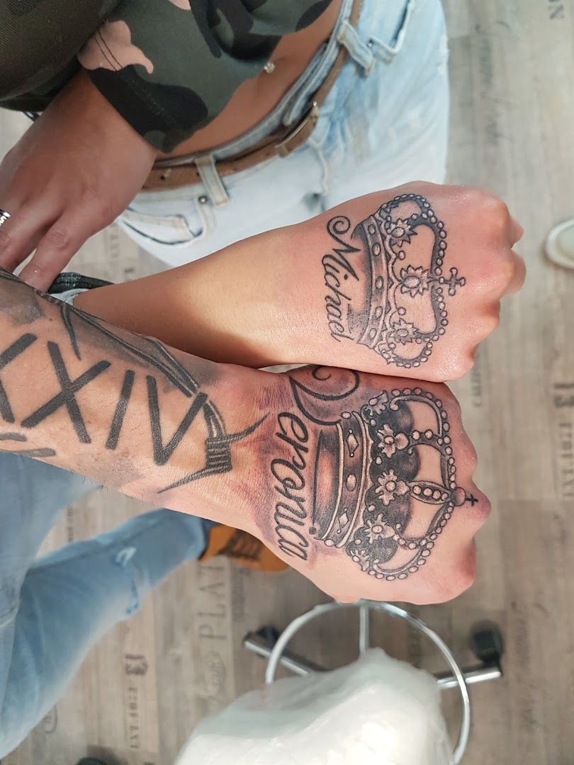 a couple's feet with narben tattoos on them, kassel, germany