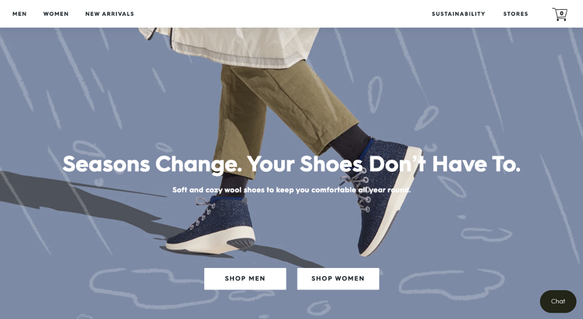 allbirds.com homepage view