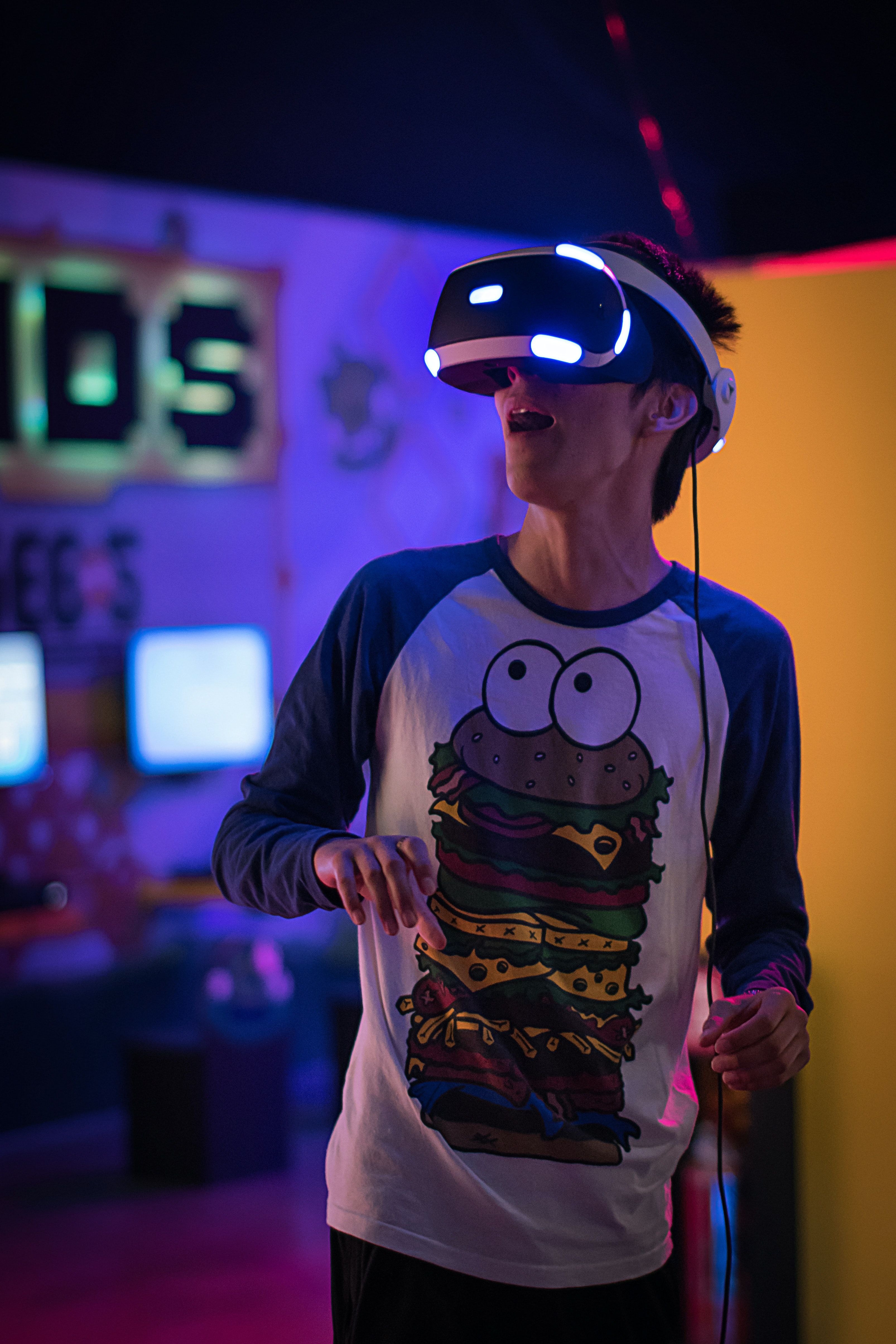 A person wearing VR headset