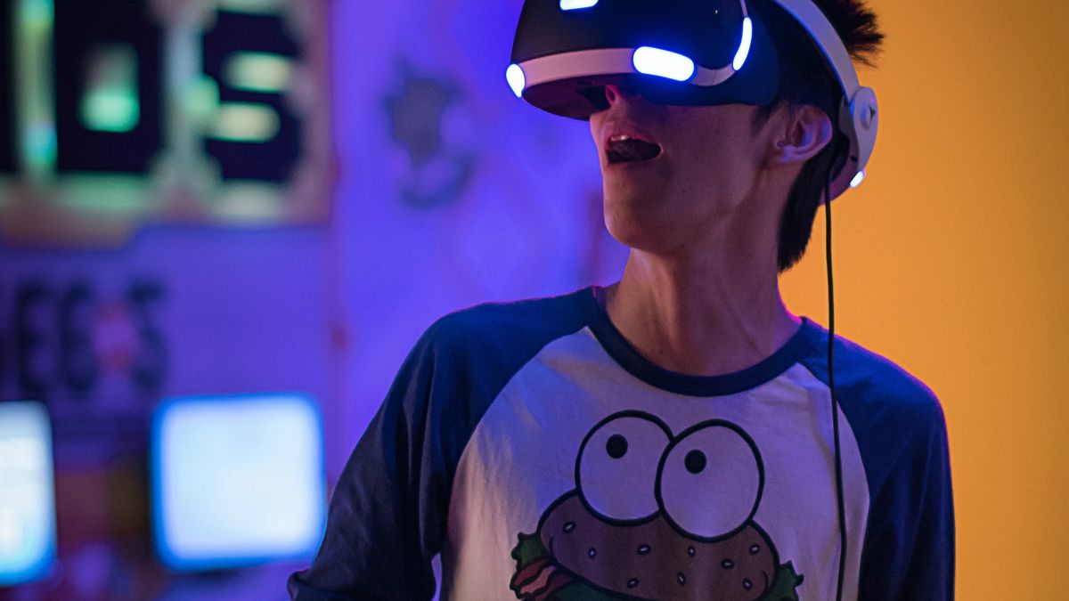 A person wearing VR headset