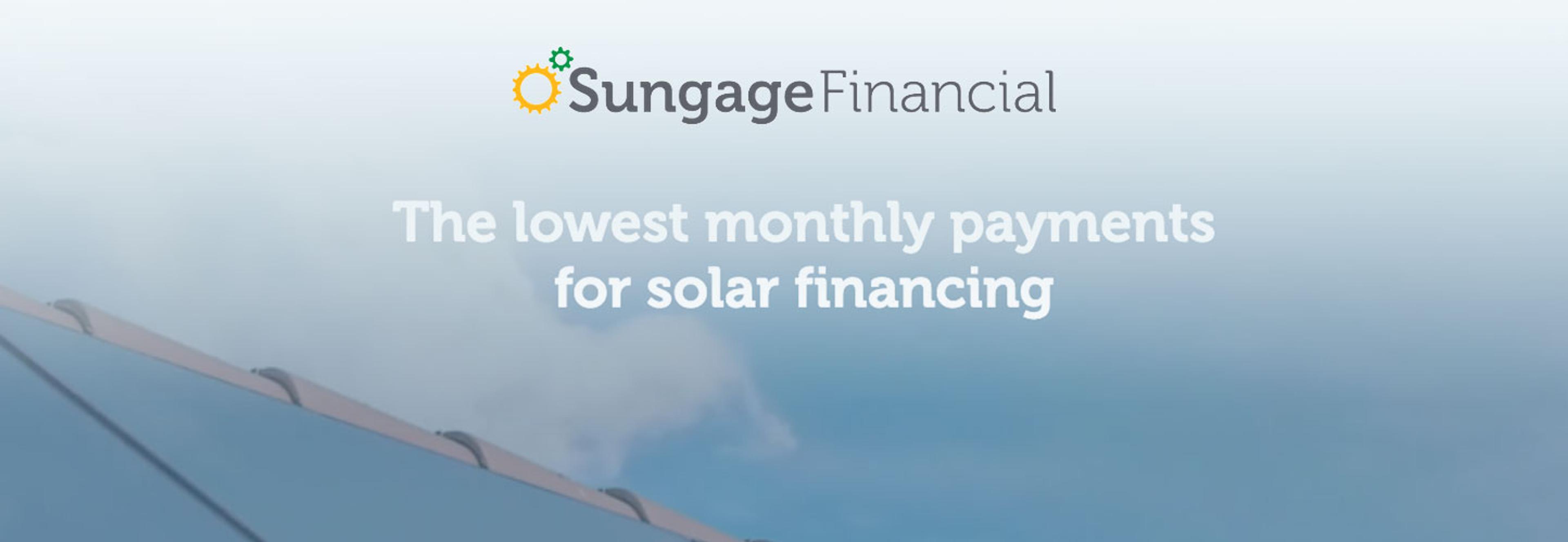 Sungage Financial: Offering the lowest monthly payments for solar financing.