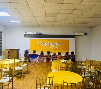 A conference setup at Rangmanch Farms