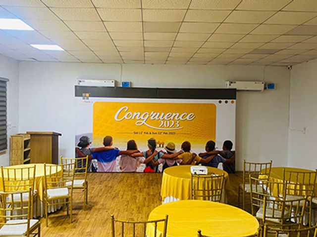 A conference setup at Rangmanch Farms