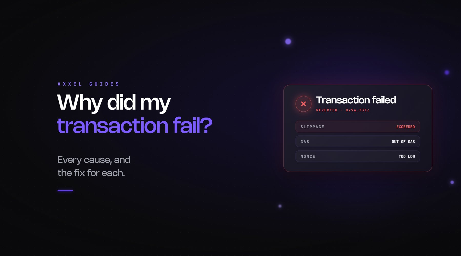 Guide to diagnosing and fixing failed crypto transactions