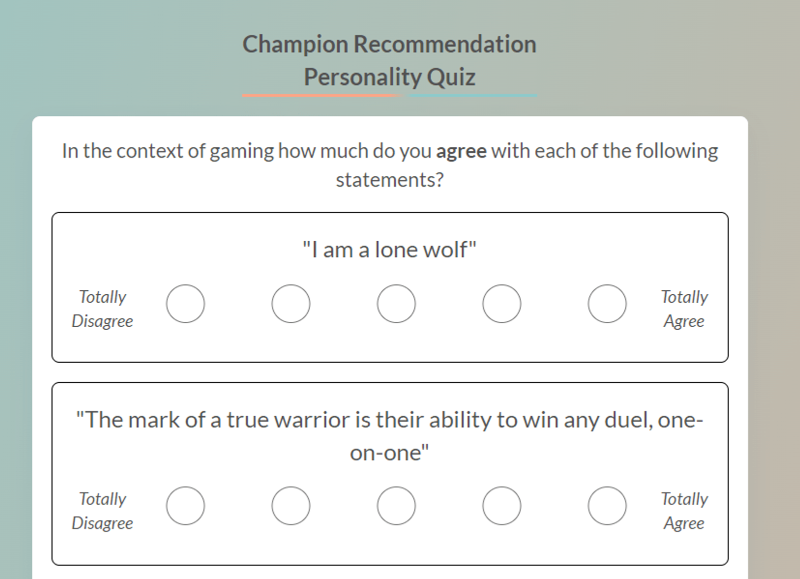 personality quiz
