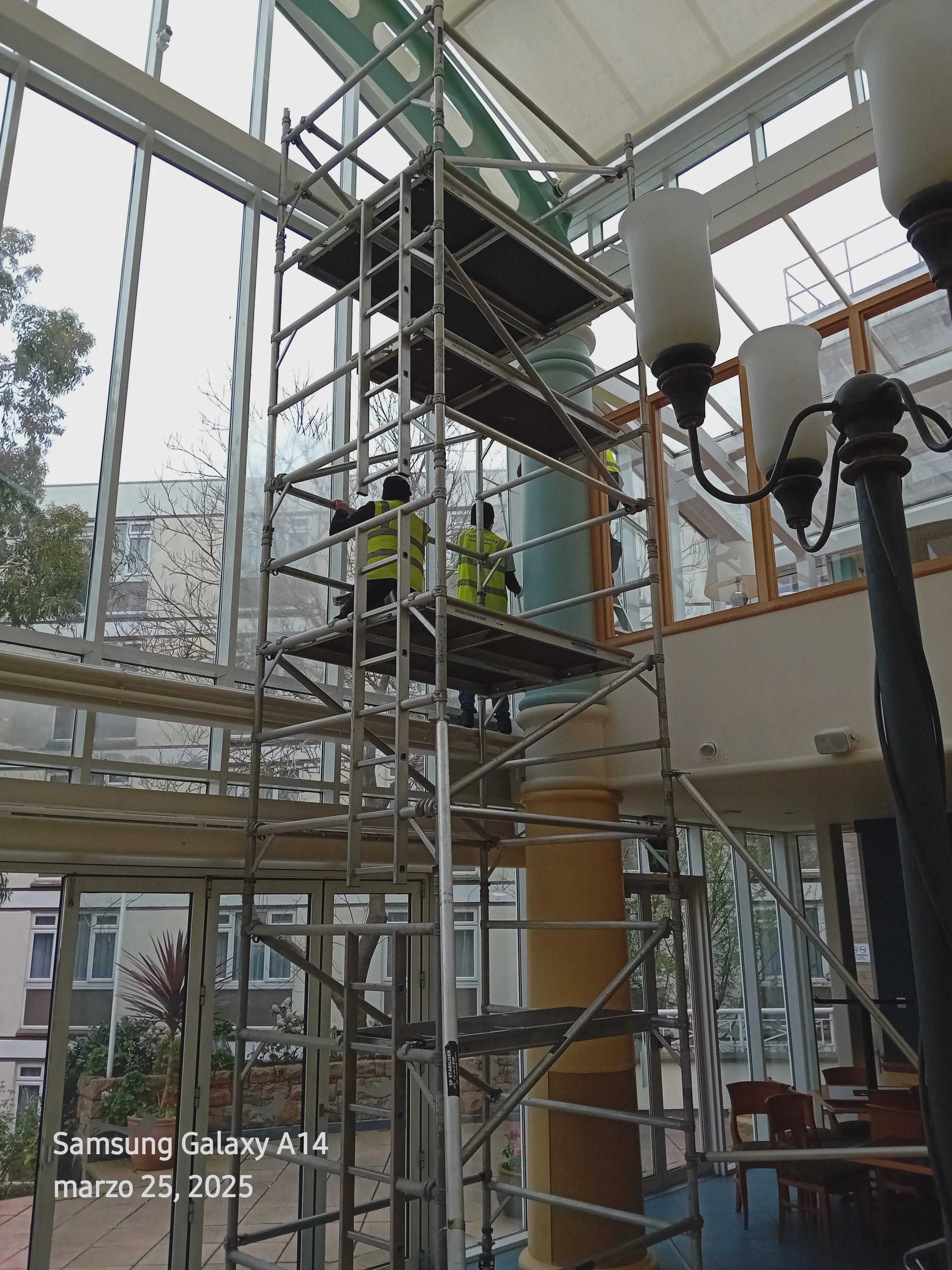 Scaffolding tower indoors