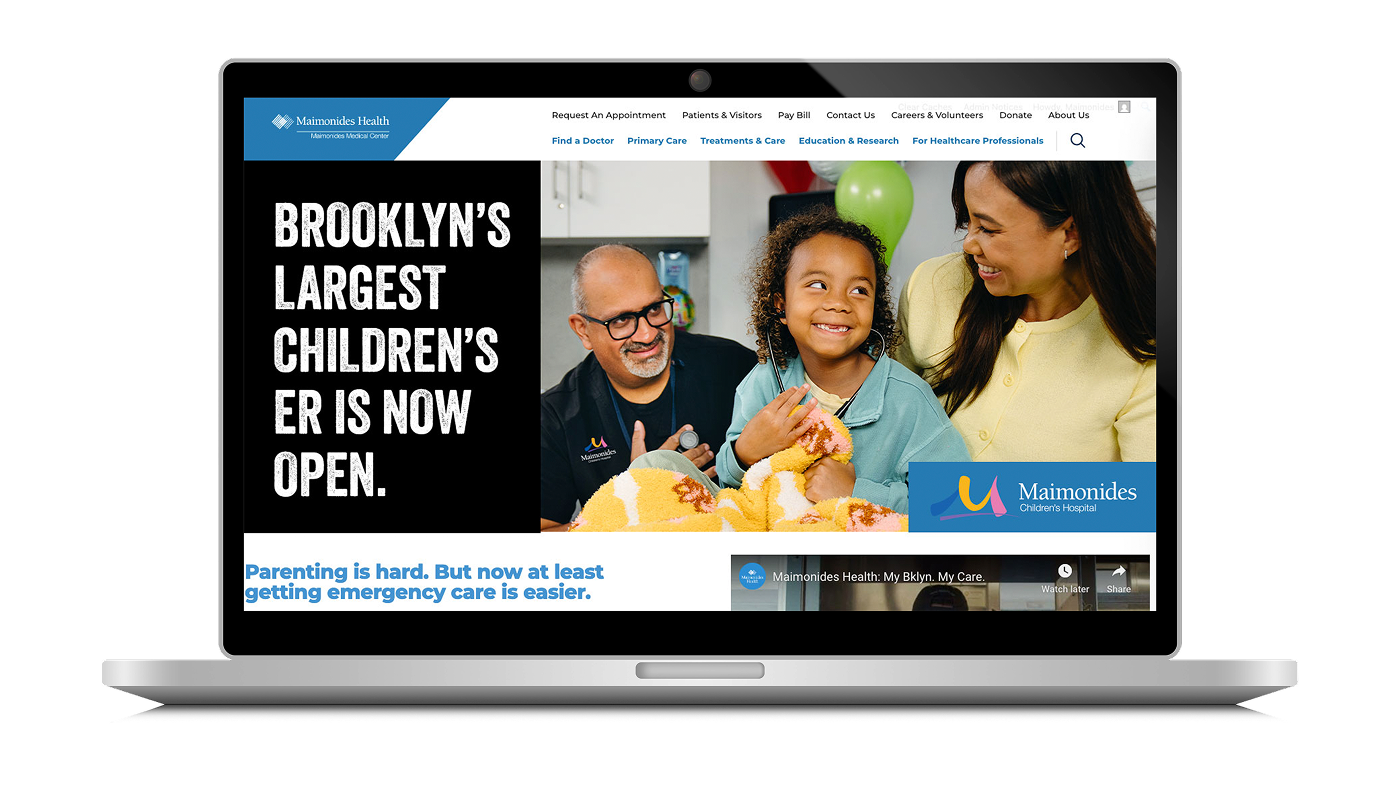 Laptop screenshot of Maimonides Pediatrics