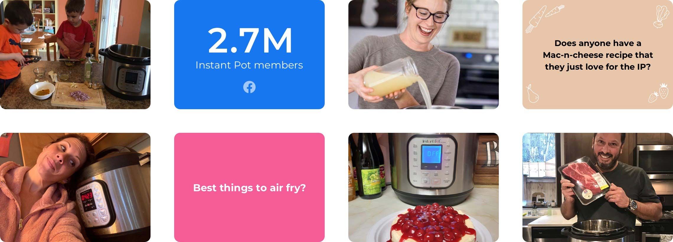 Photographs of people with their Instant Pots.