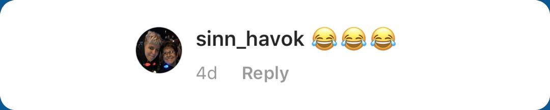 Comment from sinn_havok: "Laughing emojis"