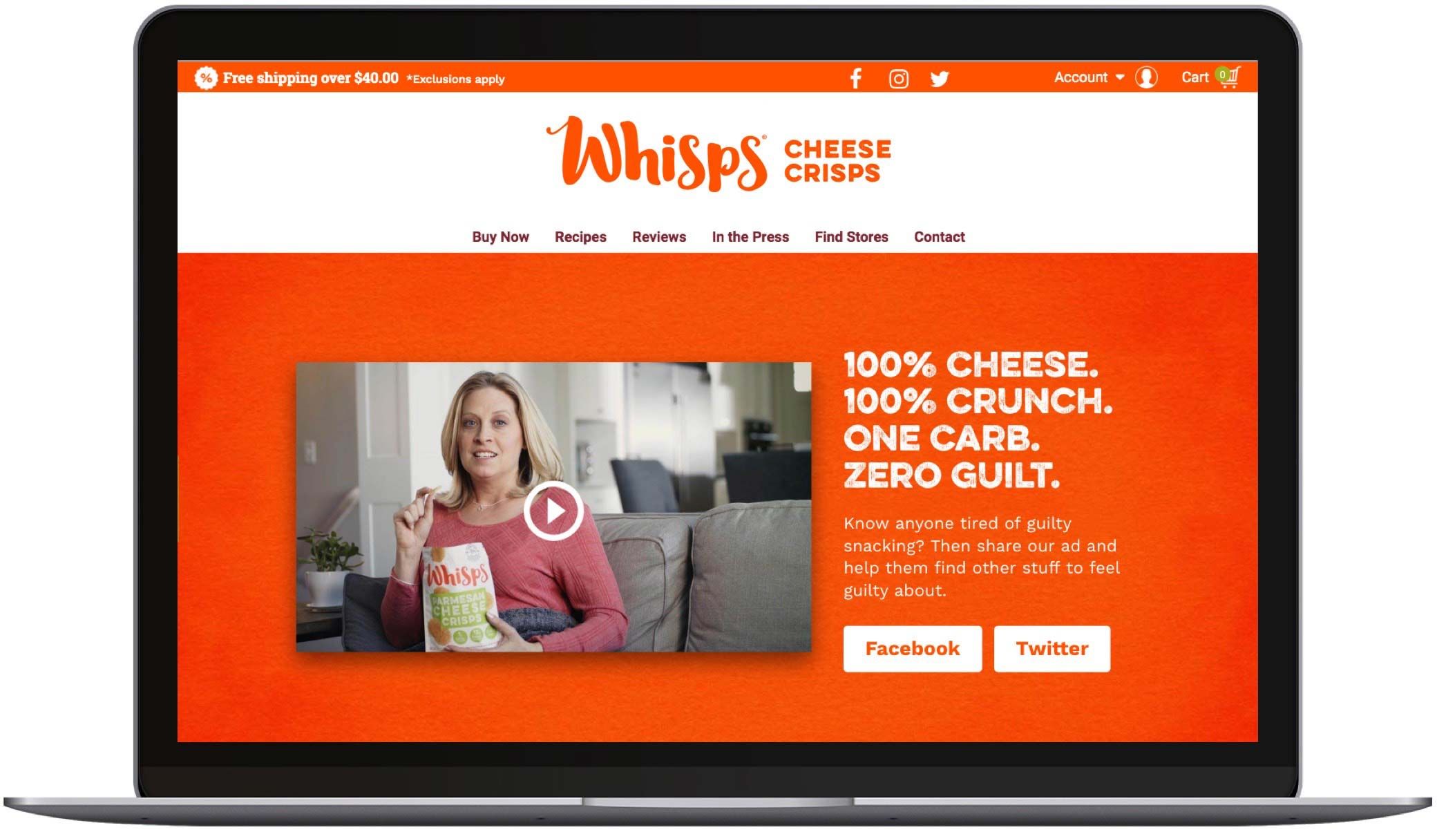 Screen shot of the Whisps website on a laptop.
