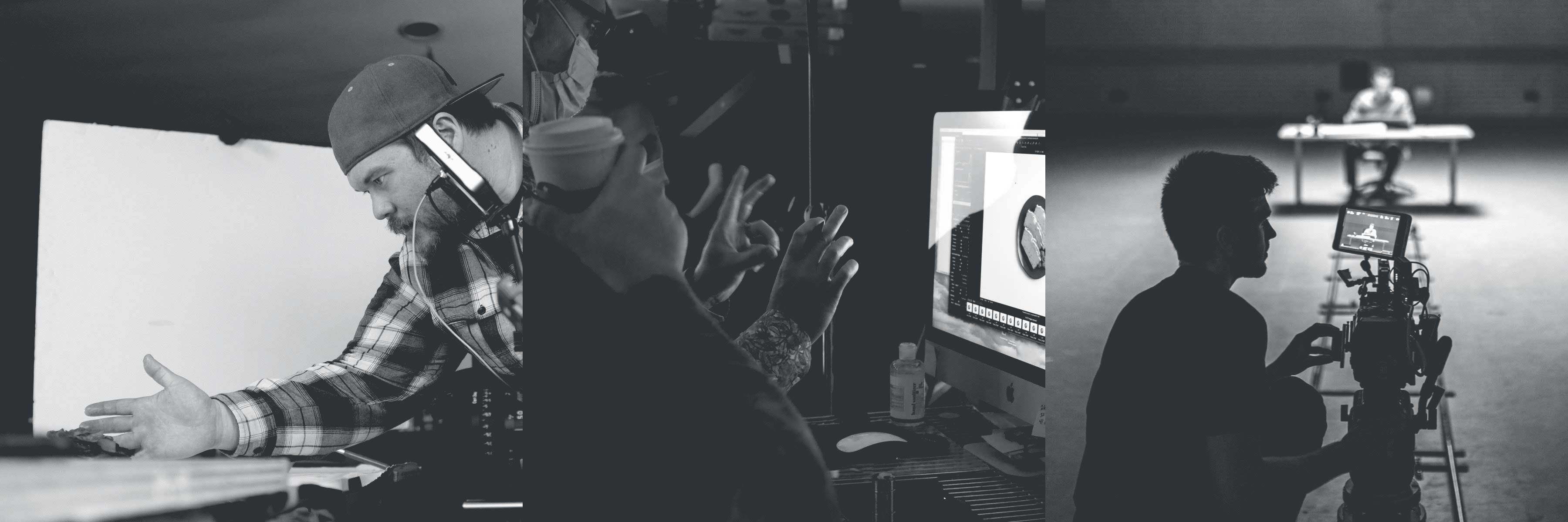 Photographs of the GAMMUT team filming.