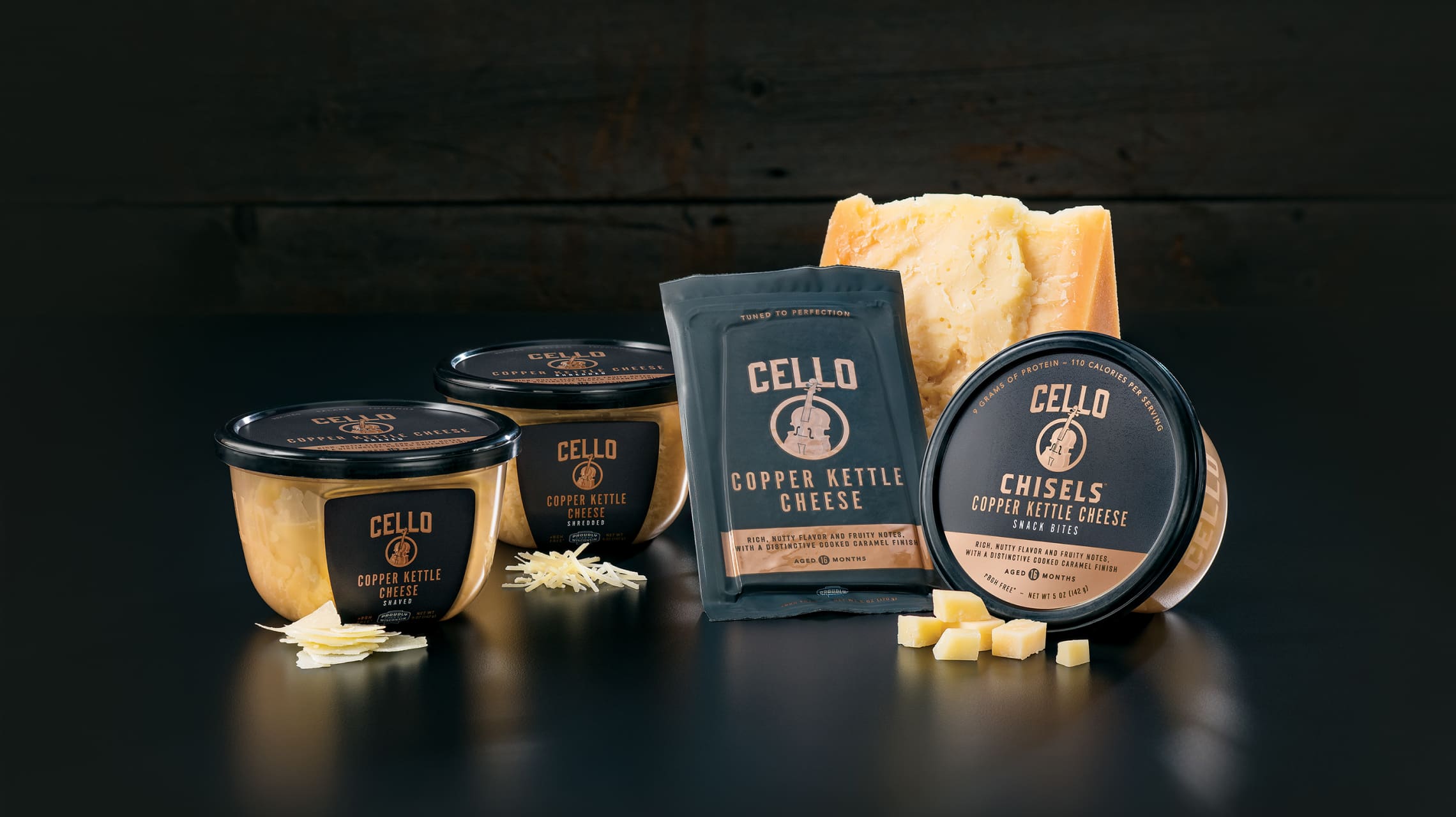 Photograph of Cello Cheese Copper Kettle containers