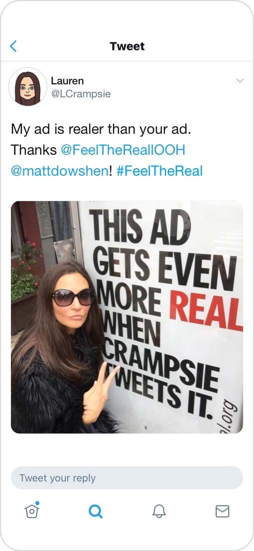 Instagram photograph of someone posing with their personalized ad.