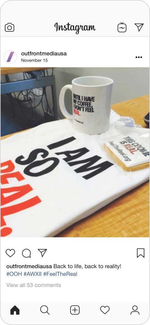 Instagram post of merch that says, "I am so real."