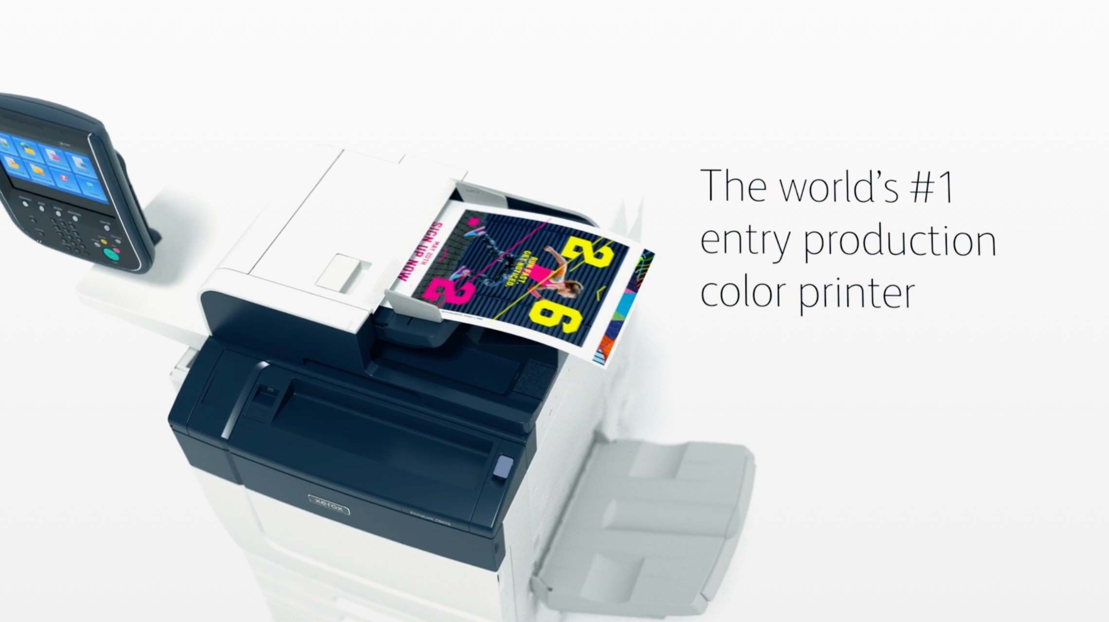 Overhead photo of a Xerox printer. Click to watch the video.