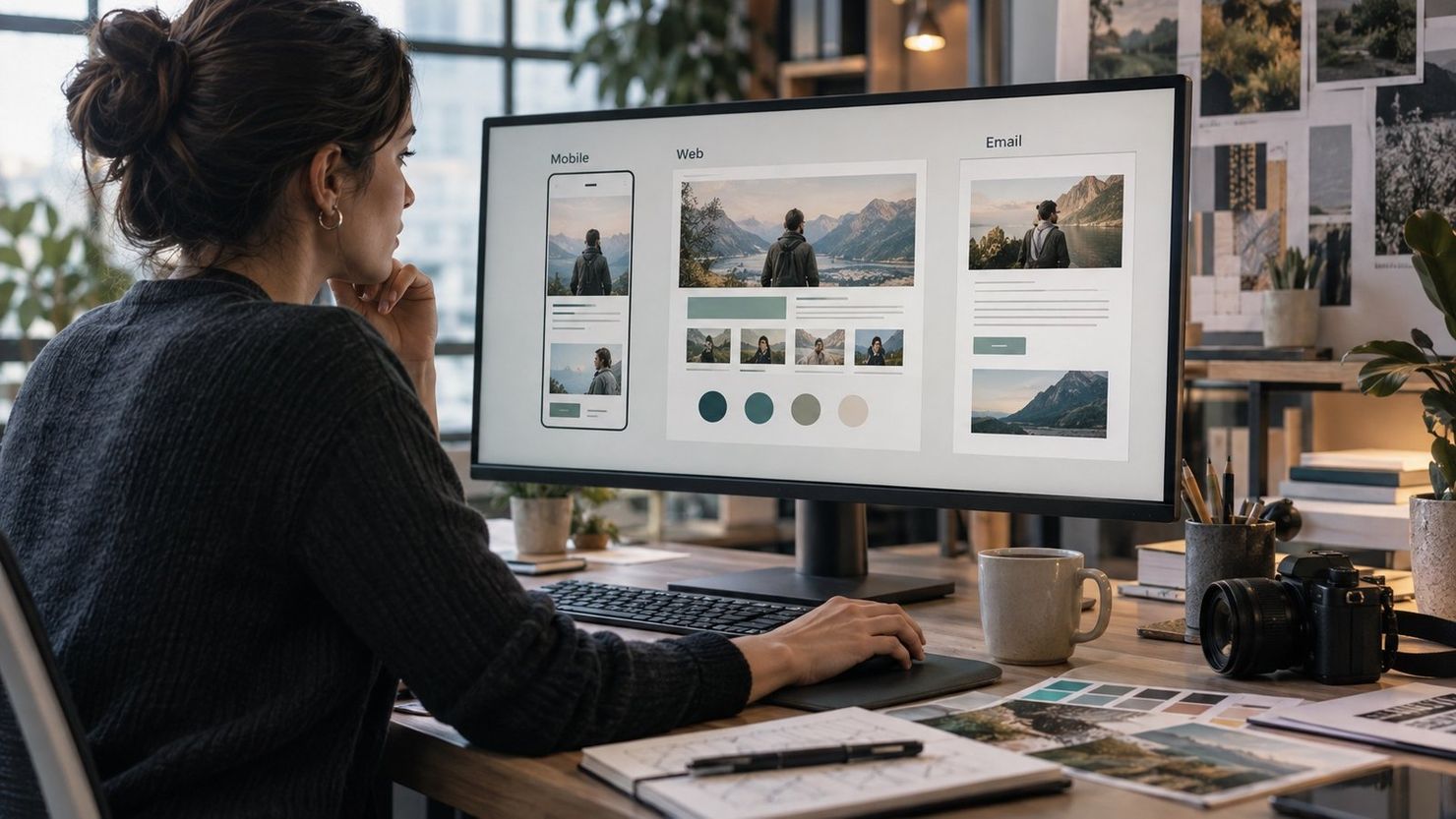 Experience designer reviewing personalised digital journeys for restaurant customers