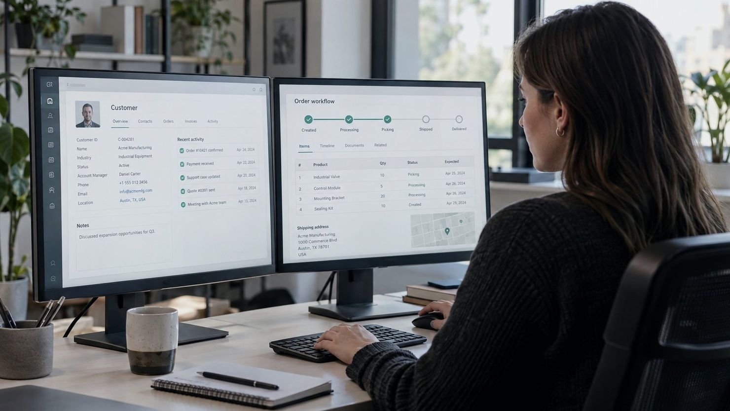 A platform owner reviews integration paths across business systems before migration