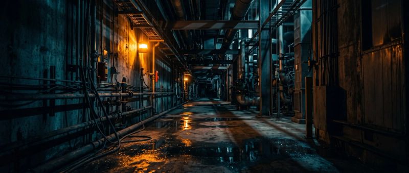 A petrochemical refinery lit at blue hour