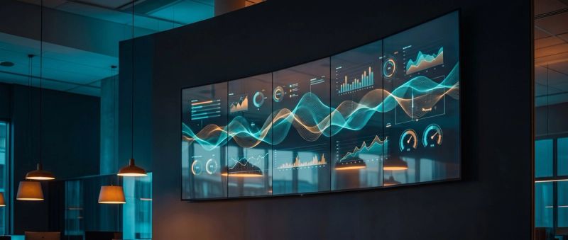 Analysts at work in a modern security operations centre at night