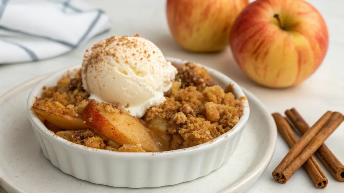 Kruidige spek- en appelcrumble