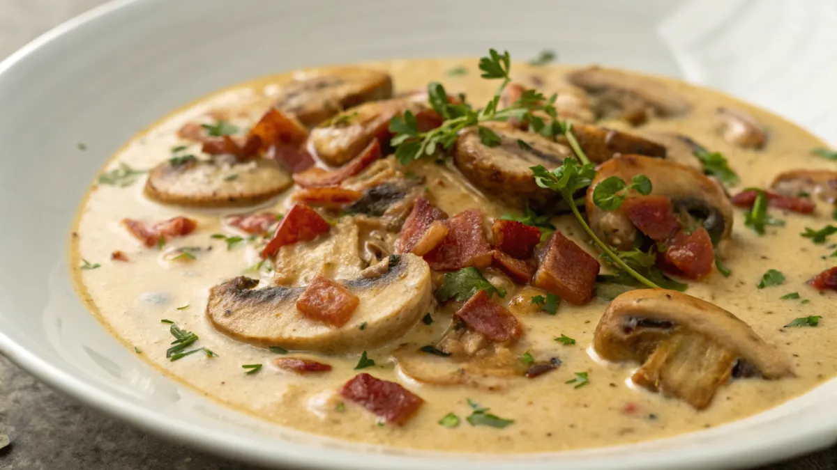 Champignonroomsaus met Spekjes