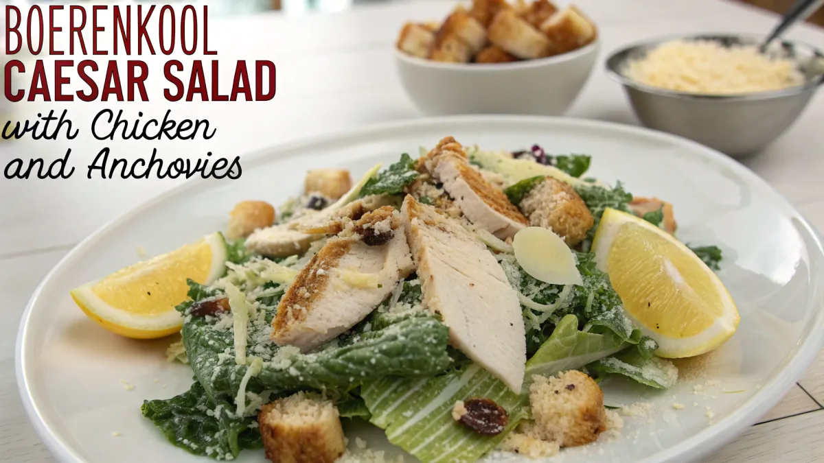 Boerenkool Caesar Salade met Kip en Ansjovis