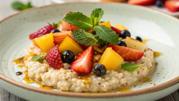 Honing-gemarineerde havermout met Fins fruit