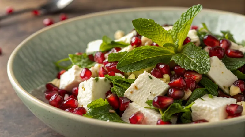 Feta en granaatappel salade met munt