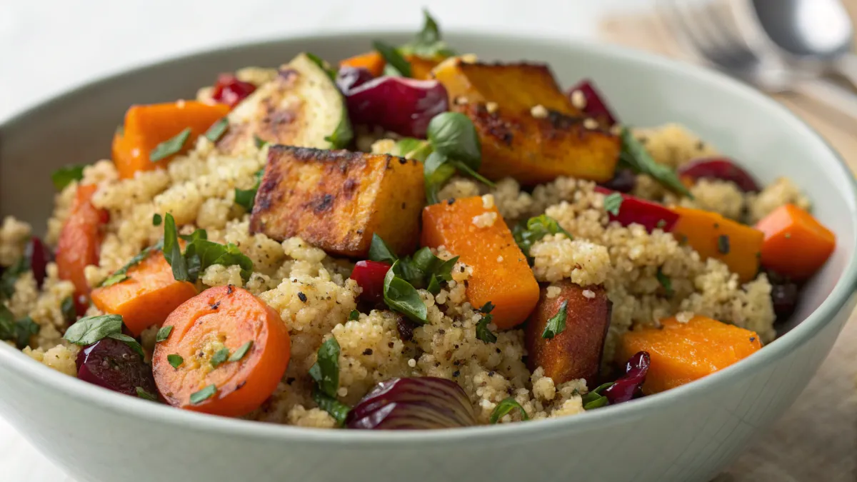 Winterse quinoa salade met geroosterde groenten