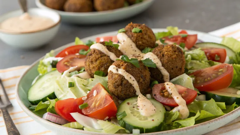 Heerlijke Falafel Salade met Tahin Dressing