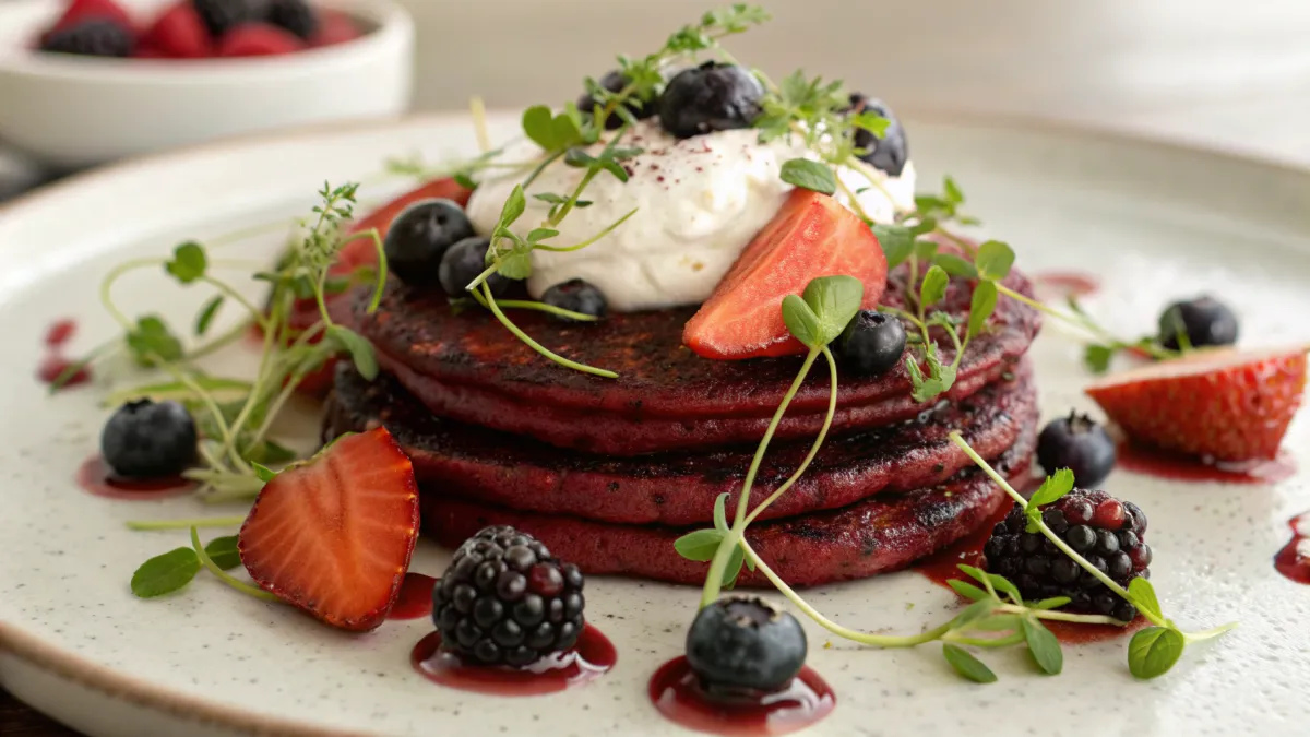 Rode biet pannenkoeken met yoghurt