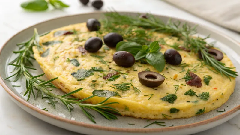 Romantische olijvenomelet met kruiden