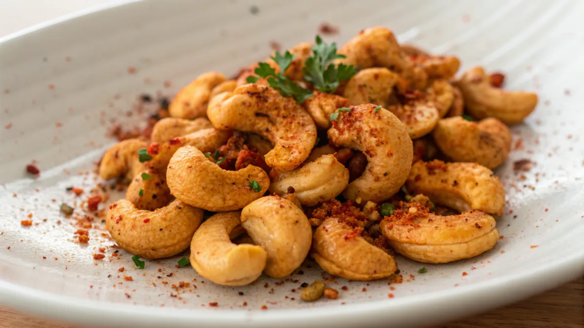 Pittige geroosterde cashewnoten met Portugese kruiden