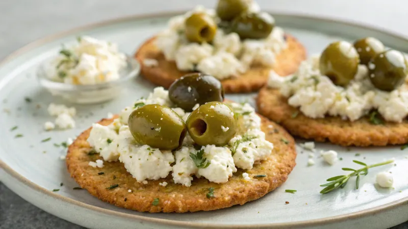 Mediterrane havermoutkoekjes met feta en olijven