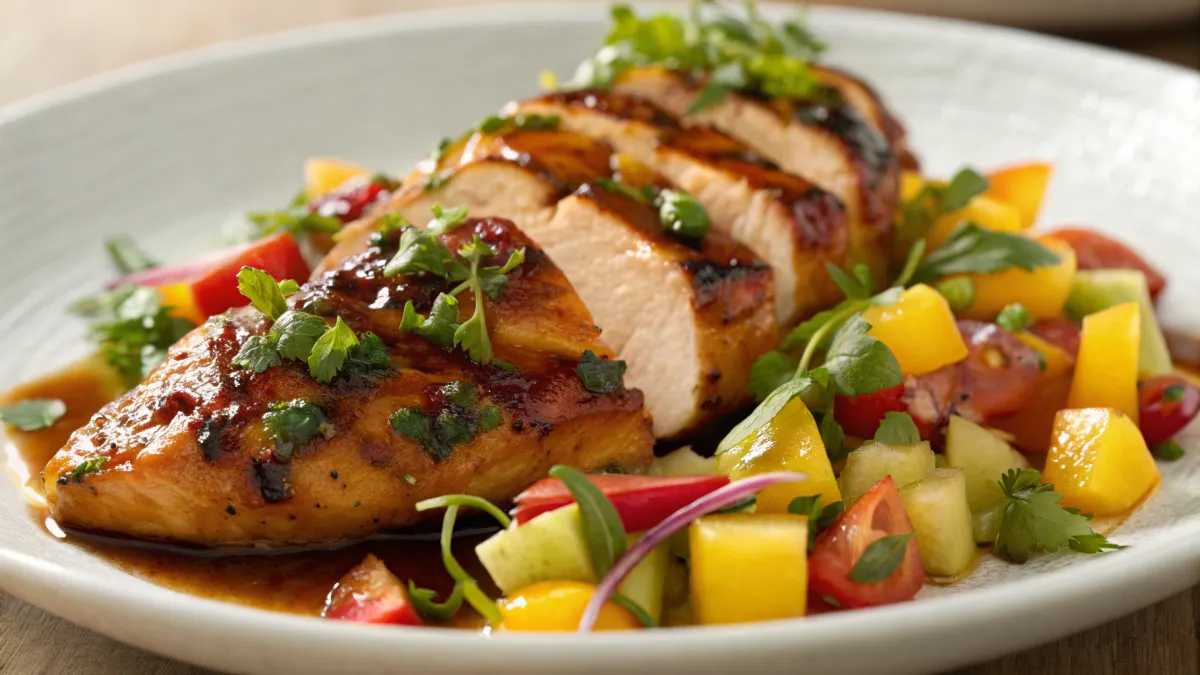 Miso-geglazuurde kip met tropische salade