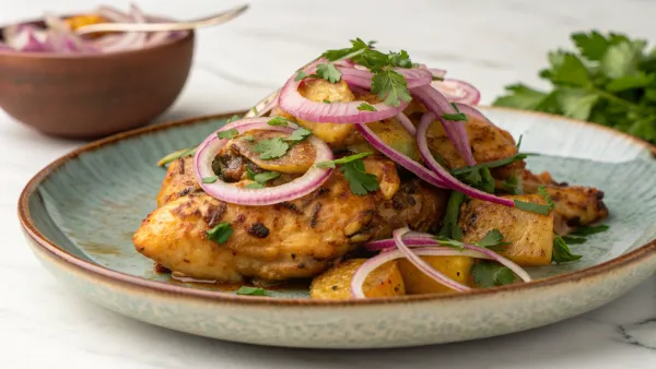 Snelle ecuadoraanse kip met ui