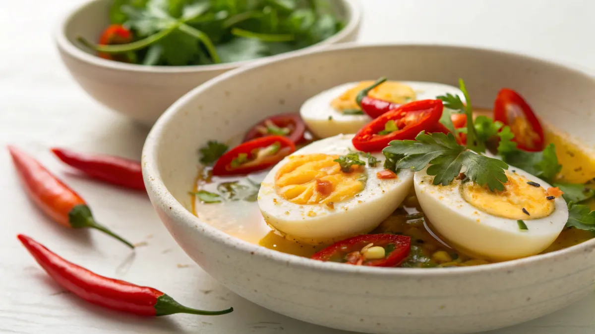 Vietnamees gemarineerd ei met chilipeper