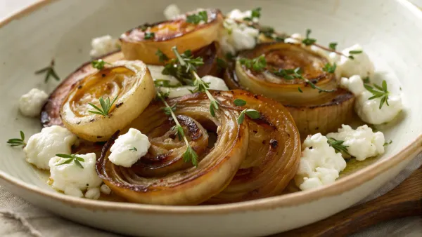 Geroosterde uien met kruiden en feta