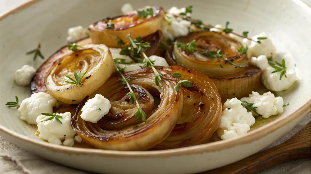 Geroosterde uien met kruiden en feta