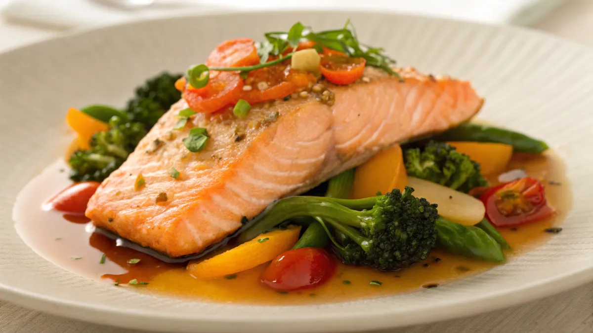 Gestoomde zalm met miso en groenten