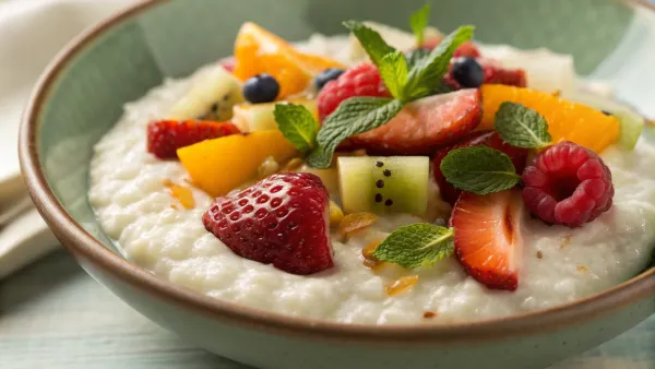 Kokosmelk havermout met lentevruchten