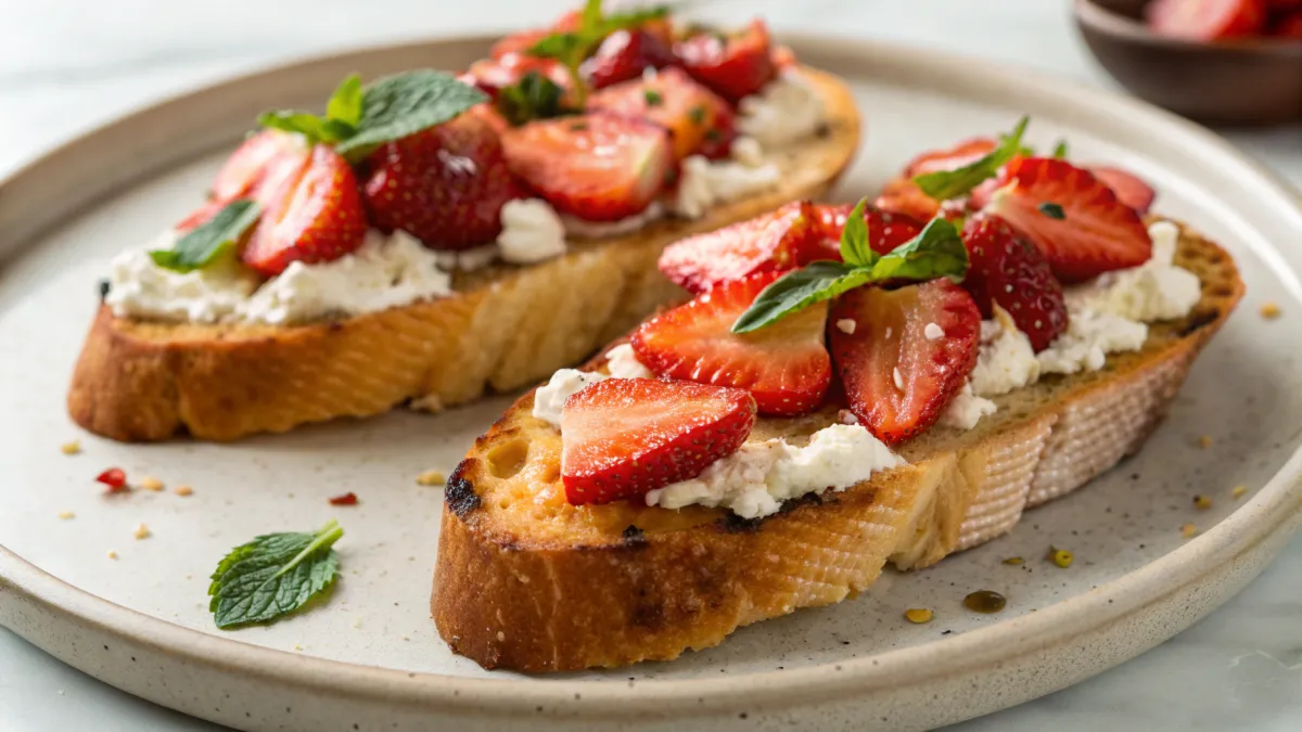 Italiaanse aardbeien ricotta toast