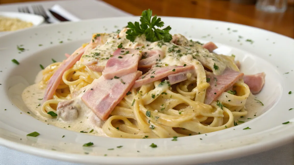 Romige Pasta met Ham en Roomsaus