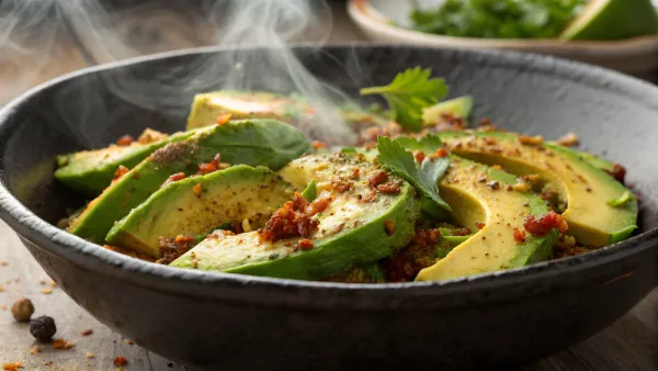 Gestoomde avocado met senegalees kruidenmengsel