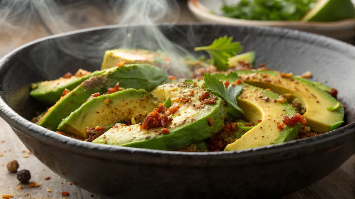 Gestoomde avocado met senegalees kruidenmengsel